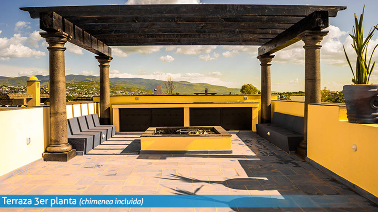 Villa Golden en San Miguel de Allende, VillaSi Construcciones VillaSi Construcciones ระเบียง, นอกชาน