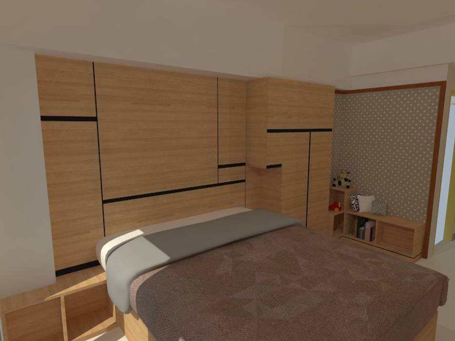 Easy-to-Clean Modern Studio Apartment, Internodec Internodec Minimalistyczna sypialnia
