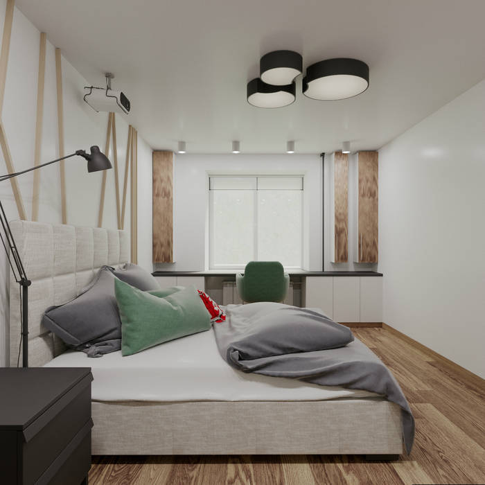 Проект ЖК на Типанова 26, EM design EM design Kleine slaapkamer Beton