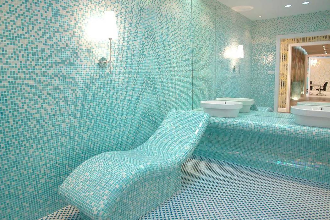 E1 Mosaico Veneciano Esfumado Aqua Aquacolors / Moretti A&D Piscinas de estilo mediterráneo Piscinas