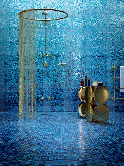 E2 Mosaico Veneciano Esfumado Azules Aquacolors / Moretti A&D Piscinas de estilo mediterráneo Albercas