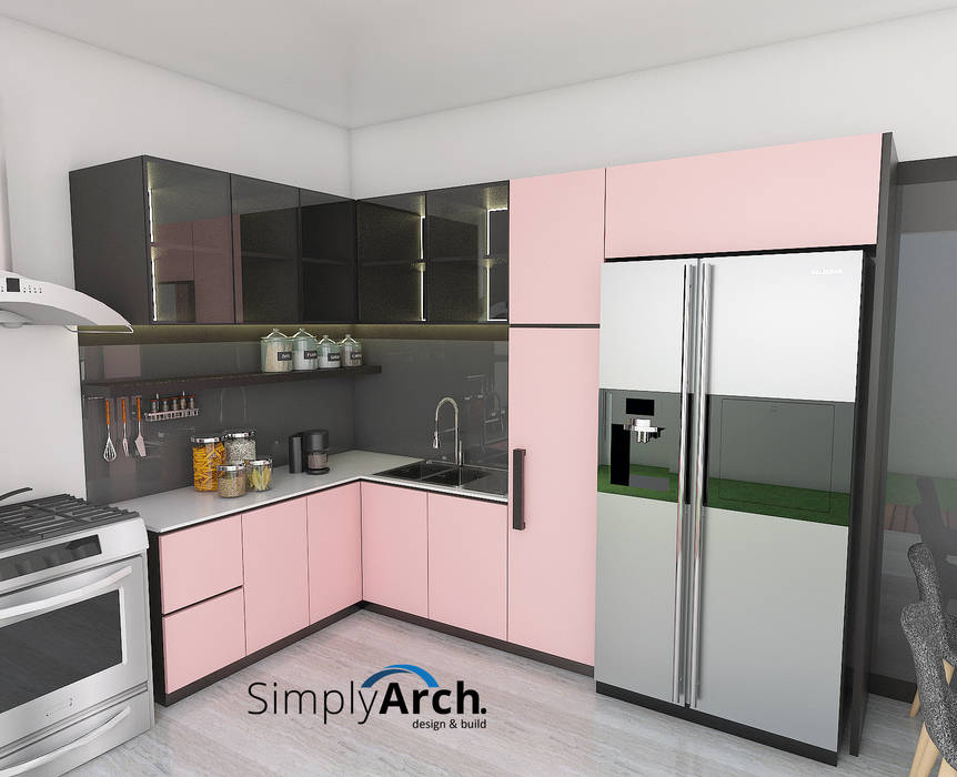 Dapur Dusty Pink Simply Arch. Dapur built in Kayu Lapis