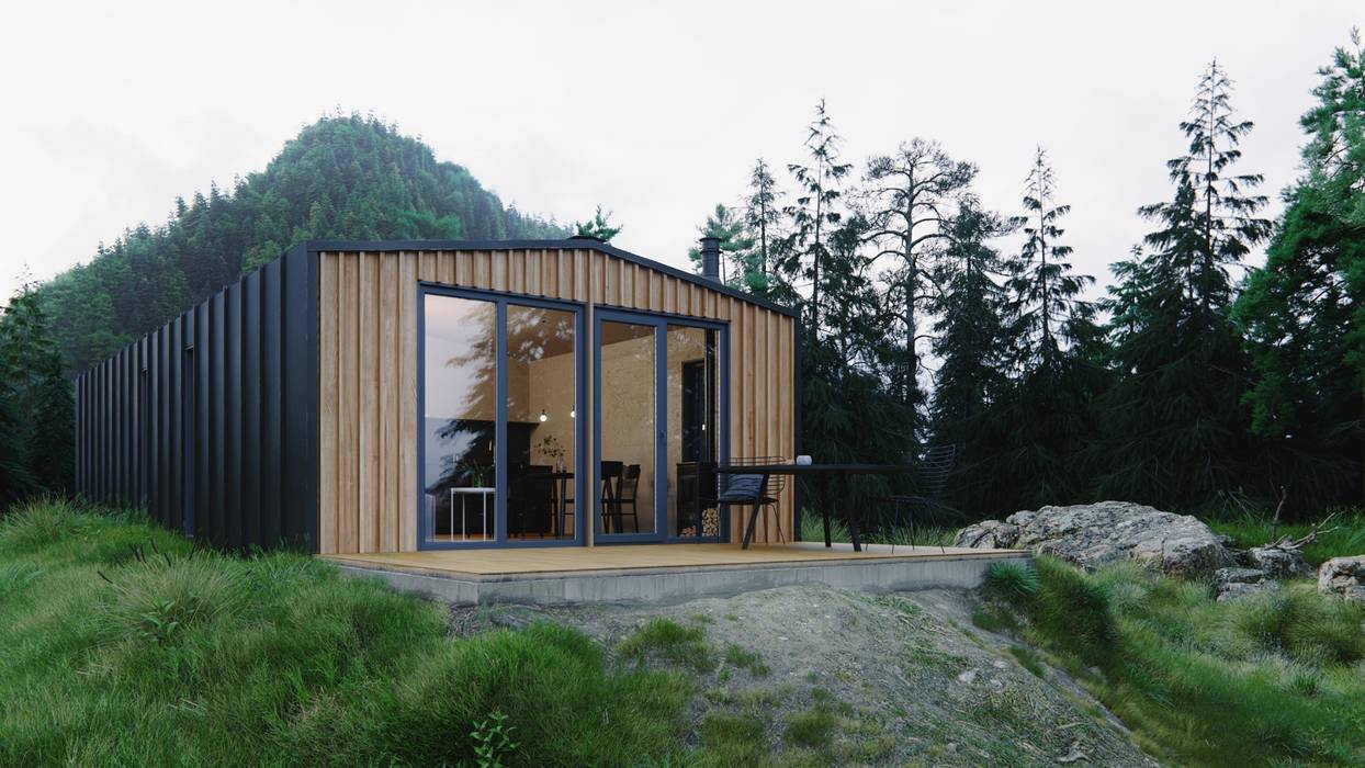 Модульный деревянный дом 53 кв.м, Module dom Module dom 排屋 木頭 Wood effect