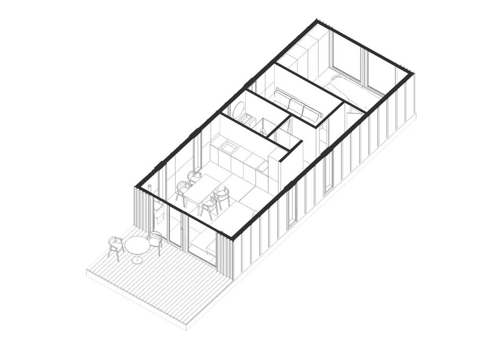 Модульный деревянный дом 53 кв.м, Module dom Module dom Scandinavian style walls & floors