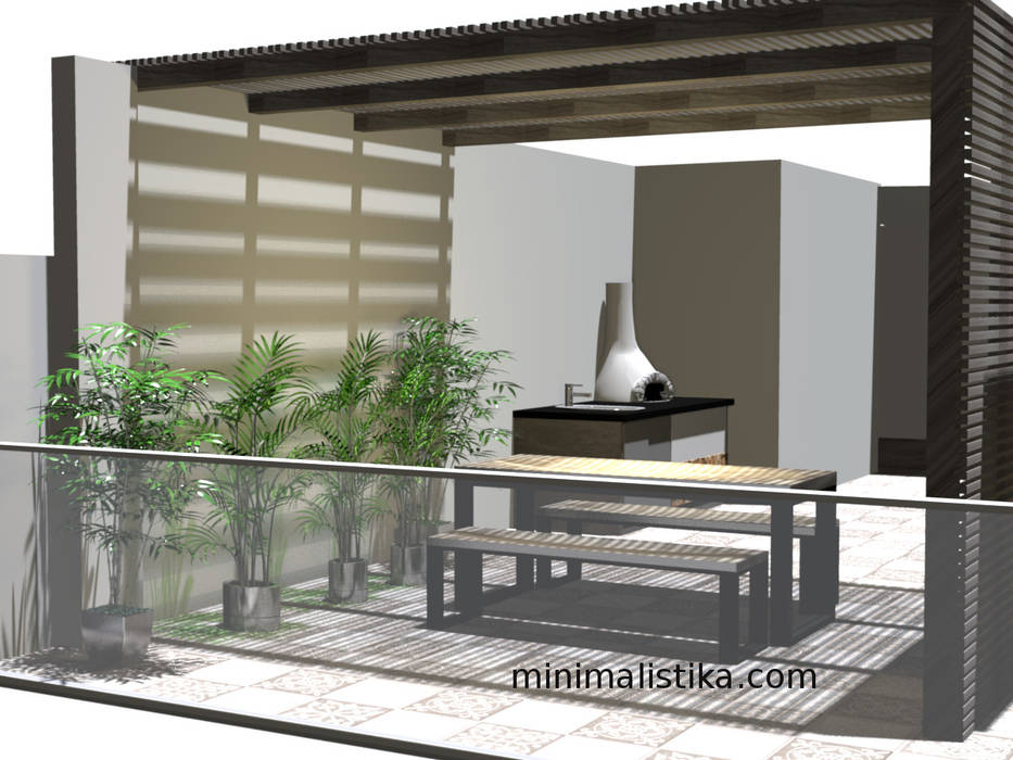 Terrazas con actitud, Minimalistika.com Minimalistika.com Minimalistische balkons, veranda's en terrassen Massief hout Bont