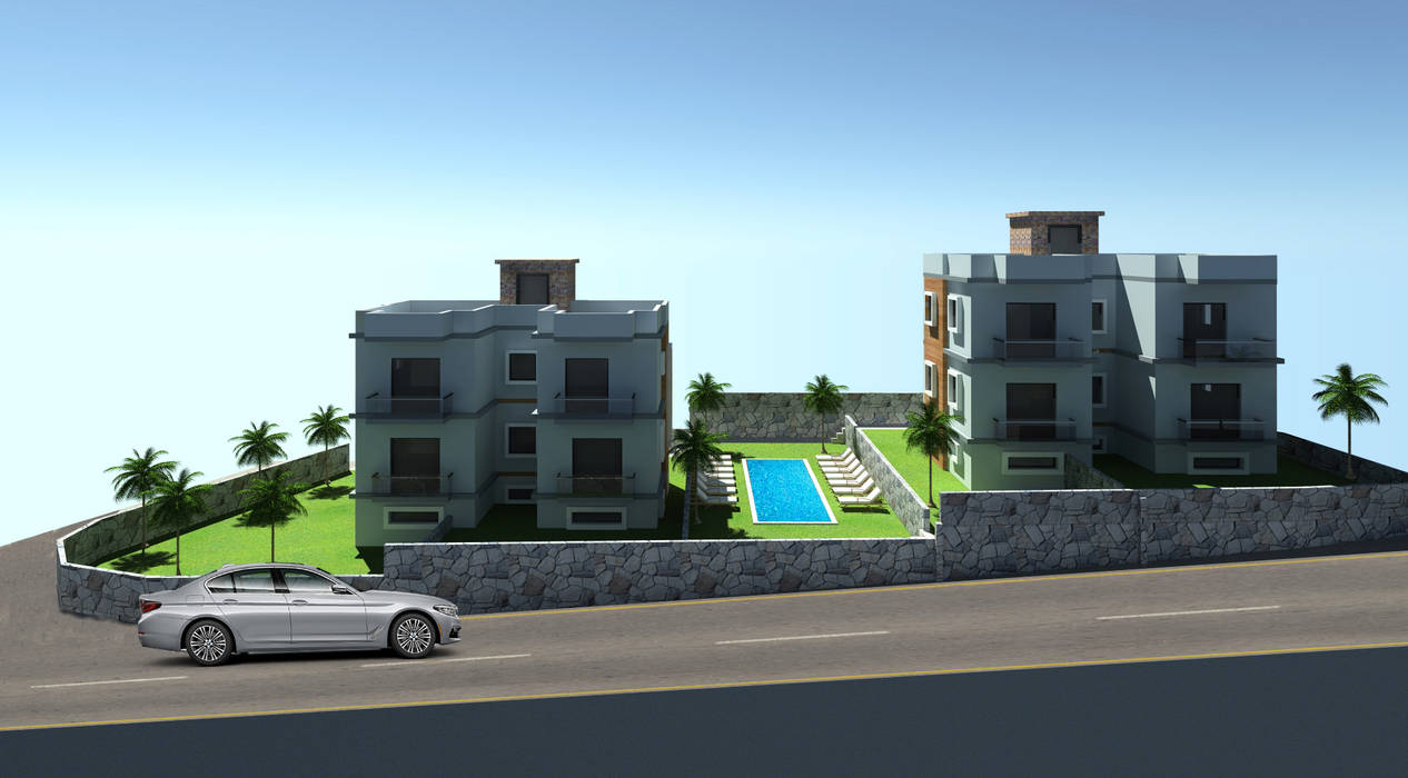 Bodrum Apart Projesi SKY İç Mimarlık & Mimarlık Tasarım Stüdyosu Apartman bodrum,villa,apart,tasarım,havuz