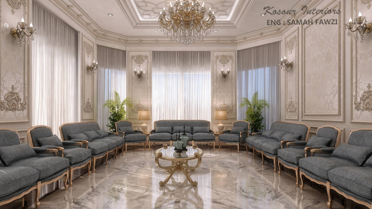 تصميم لديوانية فيلا بدولة الكويت , KOSOUR INTERIORS KOSOUR INTERIORS Salon classique