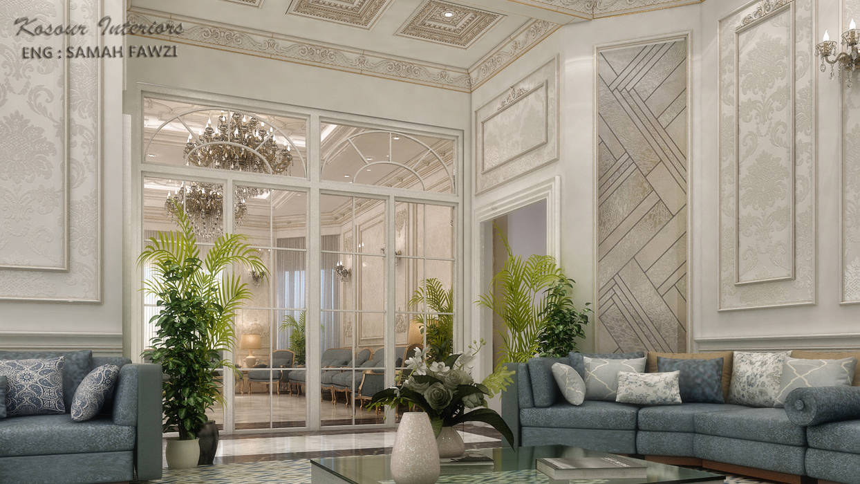 تصميم لديوانية فيلا بدولة الكويت , KOSOUR INTERIORS KOSOUR INTERIORS Living room