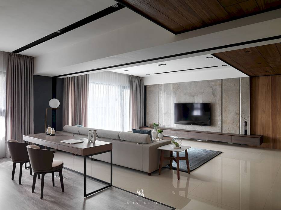 悠．繞 ｜Leisure．Round, 理絲室內設計有限公司 Ris Interior Design Co., Ltd. 理絲室內設計有限公司 Ris Interior Design Co., Ltd. غرفة المعيشة