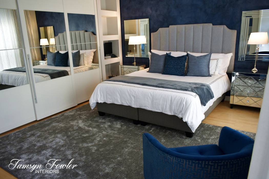 Moody in blue, Tamsyn Fowler Interiors Tamsyn Fowler Interiors Quartos modernos