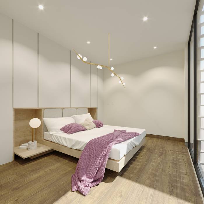 recámara TW/A Architectural Group Modern style bedroom Wood Wood effect Beds & headboards