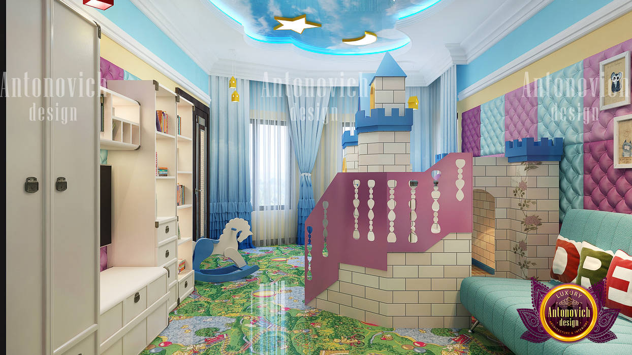 Children's Whimsical Playroom, Luxury Antonovich Design Luxury Antonovich Design