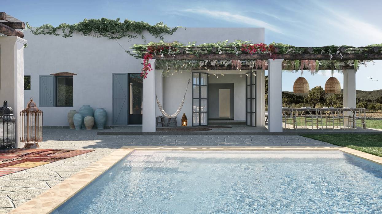 Agriturismo Ibiza Can Escarrer, architetto stefano ghiretti architetto stefano ghiretti Hồ bơi phong cách chiết trung