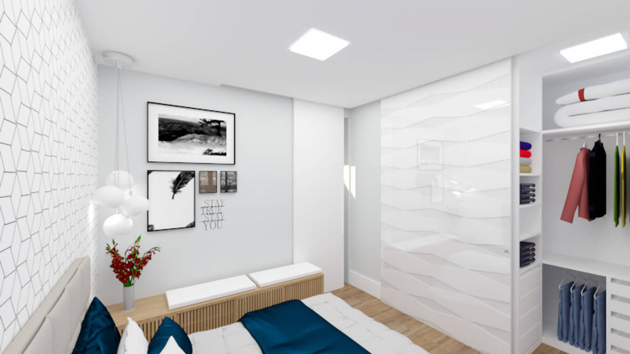 Projeto de Interiores - Reforma completa casa de 60m², Aline Mozzer Arquitetura Aline Mozzer Arquitetura Small bedroom Wood Wood effect
