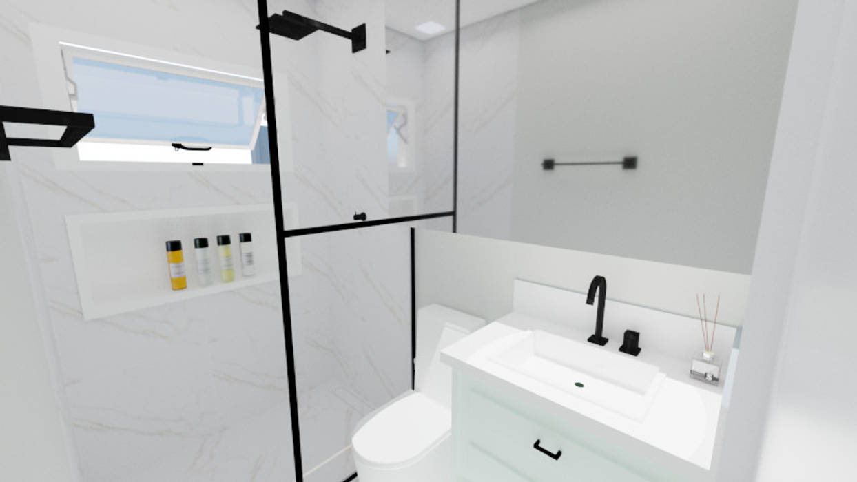 Projeto de Interiores - Reforma completa casa de 60m², Aline Mozzer Arquitetura Aline Mozzer Arquitetura Classic style bathroom Ceramic
