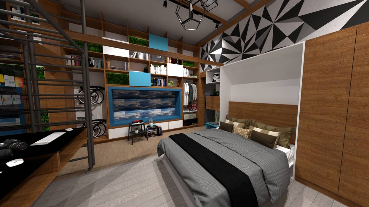 Dormitorios: Cuartos pequeños  de estilo  por Rodrigo León Palma