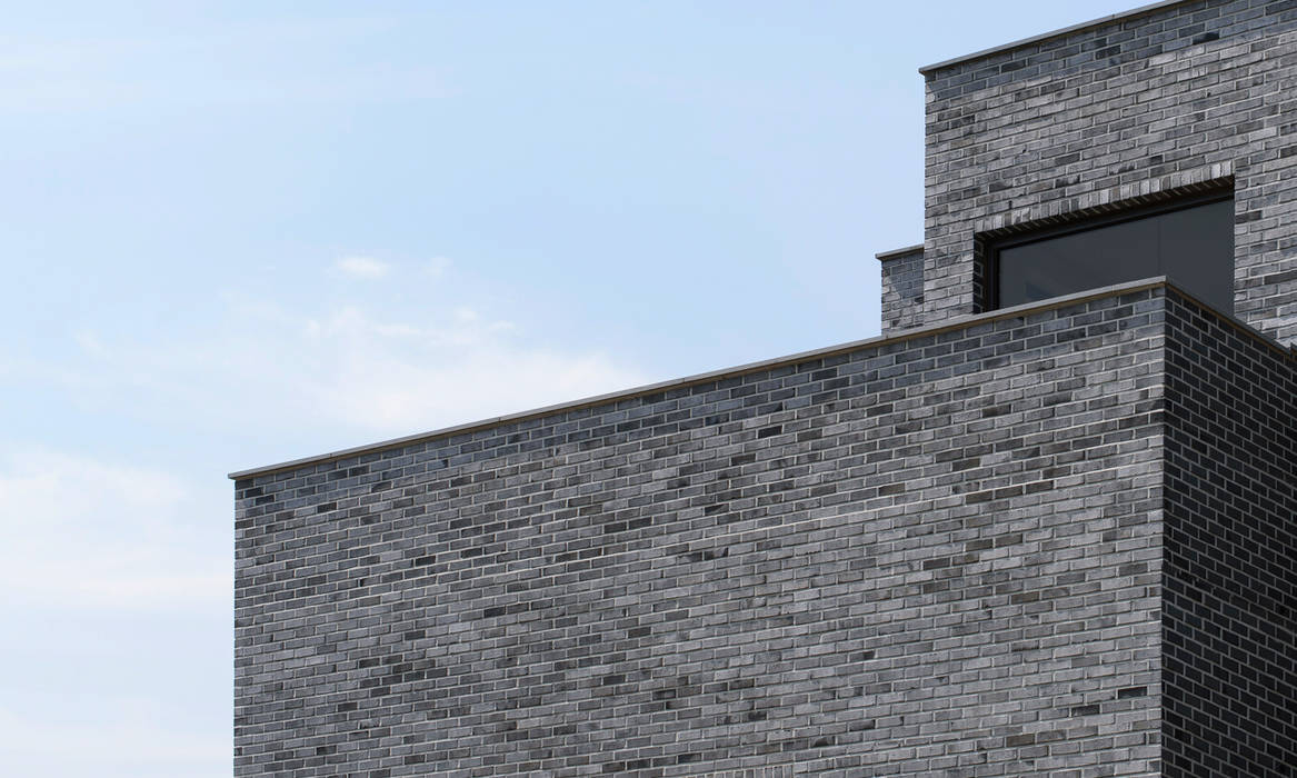 Brick House, Lee Jae Architects Lee Jae Architects 모던스타일 주택 하늘,구름,직사각형,벽돌 쌓기,벽돌,건축 재료,복합재료,정면,지붕,콘크리트