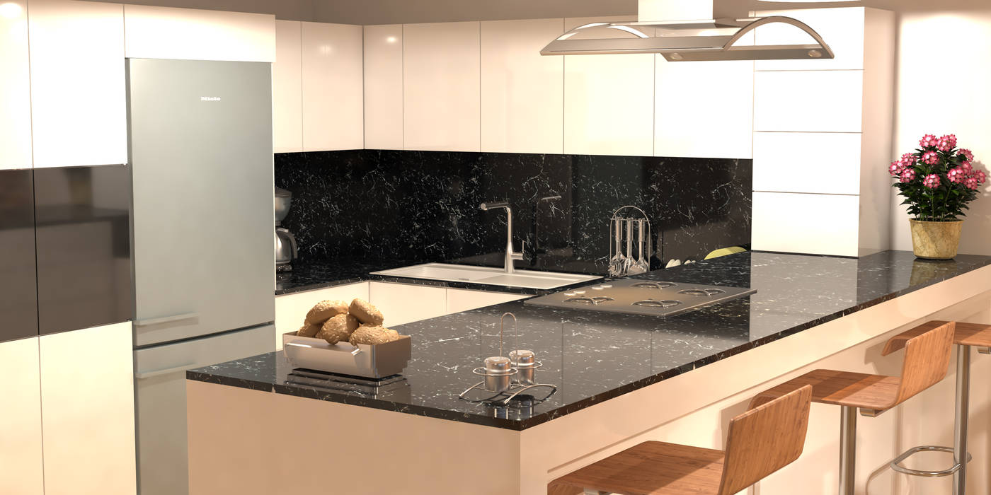 Livingroom & Kitchen Design Project, Ego Mimarlık A.Ş Ego Mimarlık A.Ş Ankastre mutfaklar