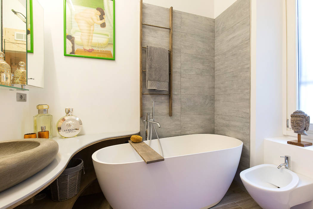 Una casa wellness con giardino zen, Fabio Carria Fabio Carria Bathroom ٹائلیں