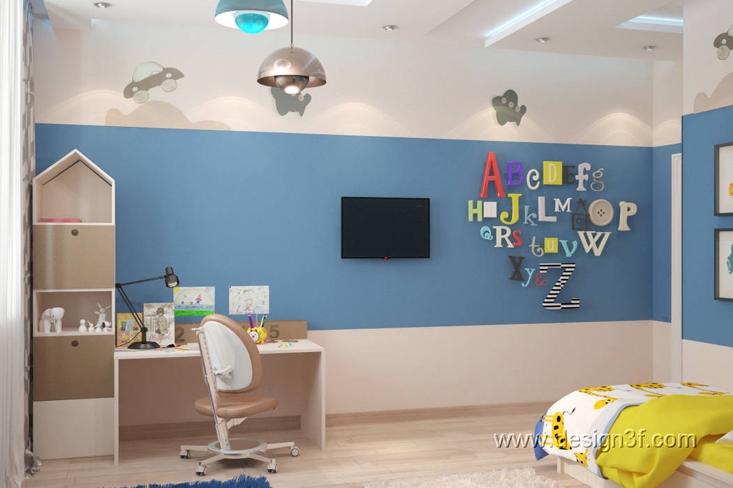 Комната для мальчика, синий цвет в интерьере, студия Design3F студия Design3F Dormitorios infantiles de estilo ecléctico