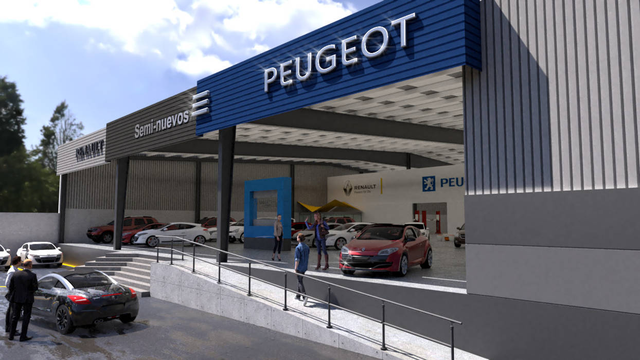 Concesionaria Carmart, Renault-Peugeot, Ensenada, Mexico URBAO Arquitectos Espacios comerciales Aluminio/Cinc Concesionarios