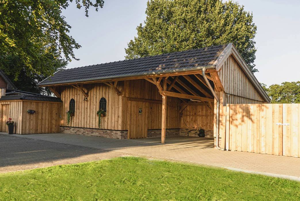 Vielseitige Remise aus Holz, steda - So muss das! steda - So muss das! Rustic style garage/shed Wood Wood effect