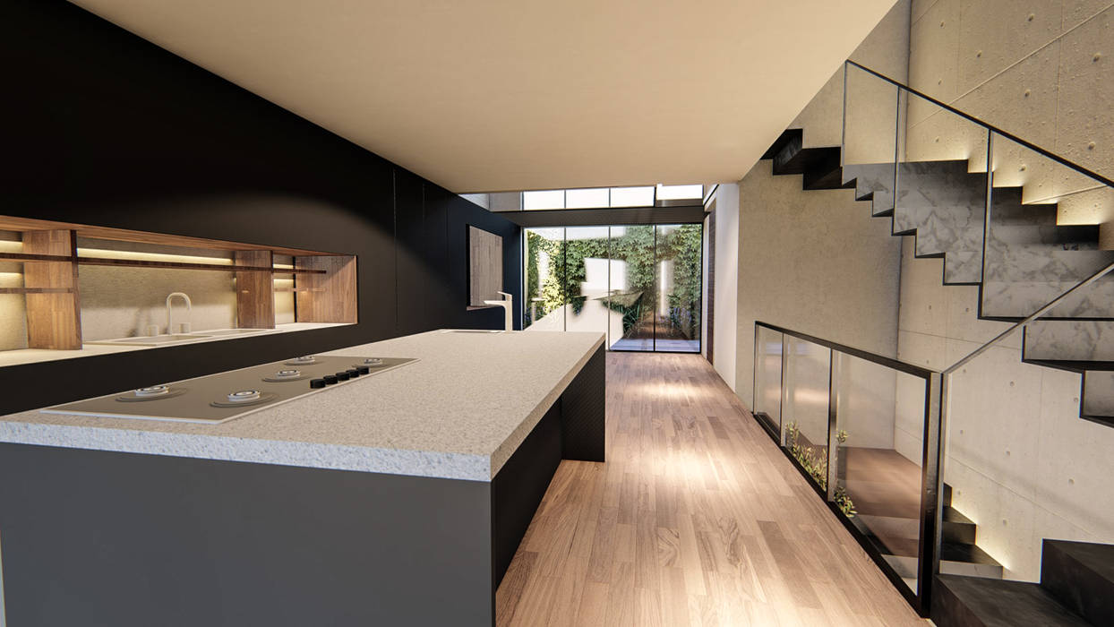 Cocina Comedor Estancia Con Vista A Patio Trasero De Doblev Arq