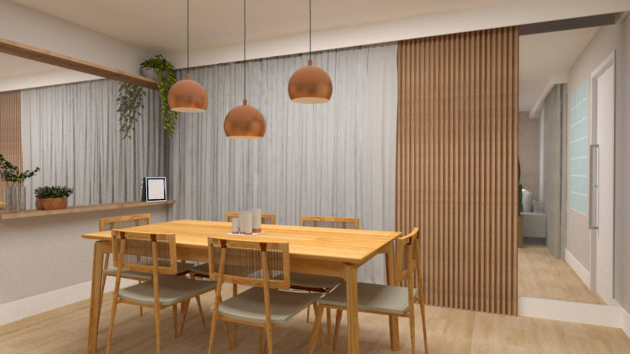 Projeto Online - ​Salas Estar e Jantar Natural, La Decora La Decora Modern Dining Room