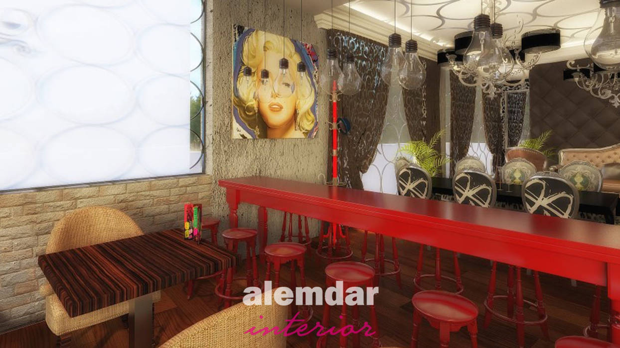 Esquina Cafe elif alemdar interior Modern Yemek Odası Ahşap-Plastik Kompozit Yemek Takımı & Bardaklar