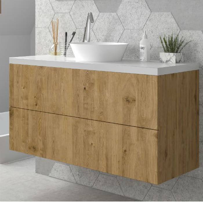 Muebles en combinación de blanco y madera para tu baño en Barcelona, TheBathPoint TheBathPoint Baños de estilo moderno Madera Acabado en madera Almacenamiento