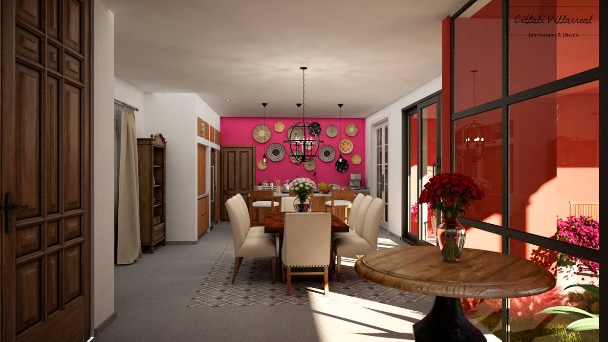 Casa Mexicana Contemporánea en Playa del Carmen, Citlali Villarreal Interiorismo & Diseño Citlali Villarreal Interiorismo & Diseño Colonial style dining room