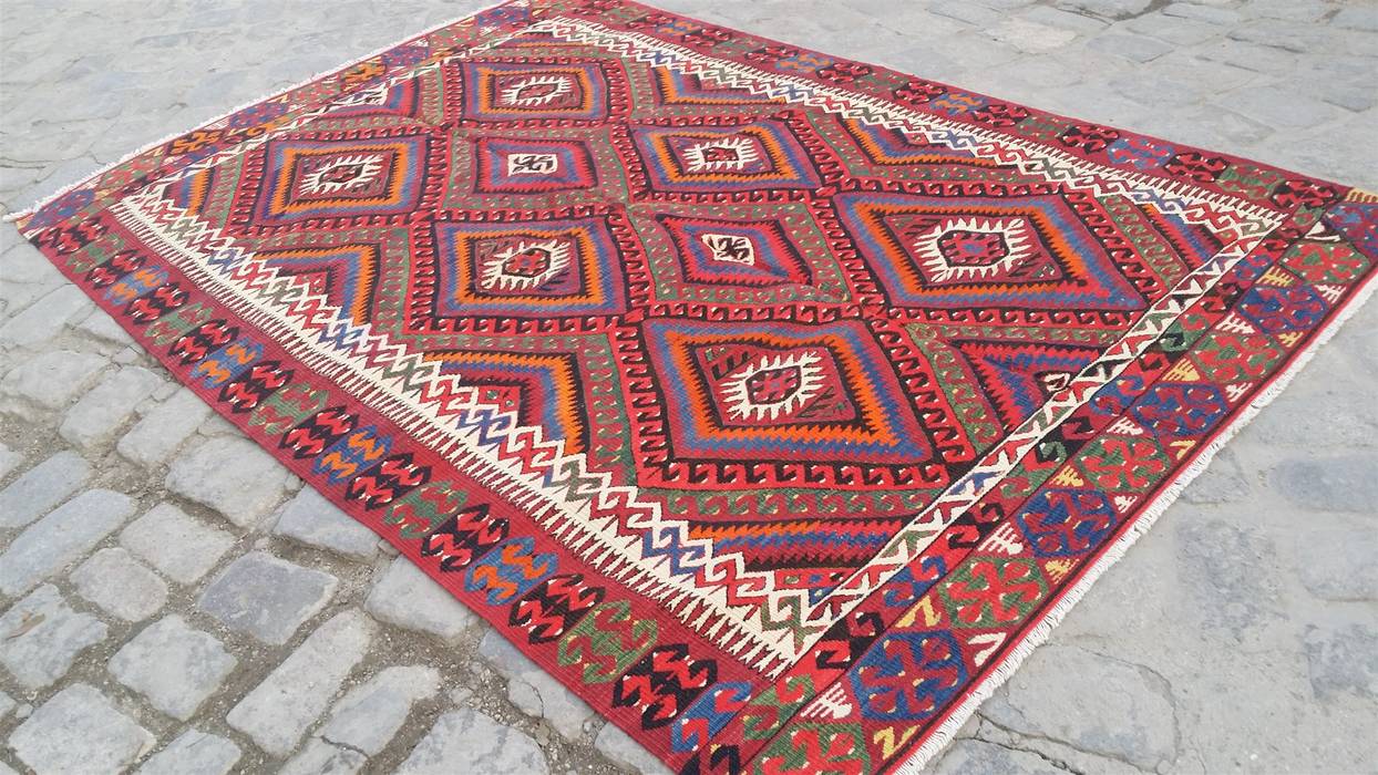 Vintage Fethiye Kilim Rug Heritage Nomadic Art Gallery حديقة داخلية صوف Orange تصميم مساحات داخلية