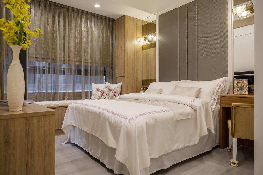 英倫雅致-上河園 富亞室內裝修設計工程有限公司 Country style bedroom Wood Wood effect