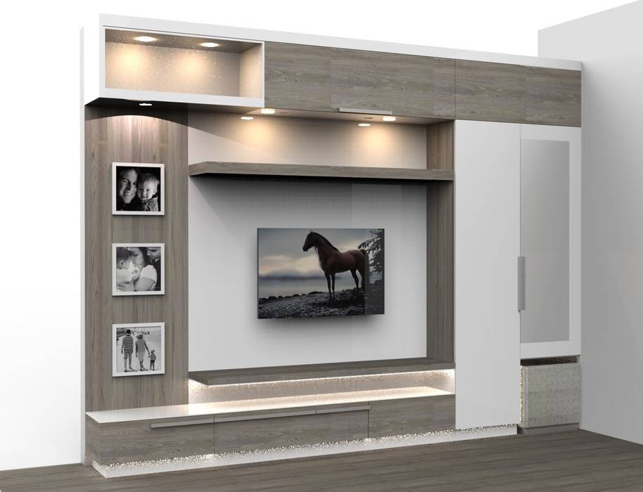 Entertainment wall display Milav Design Small bedroom Wood Wood effect