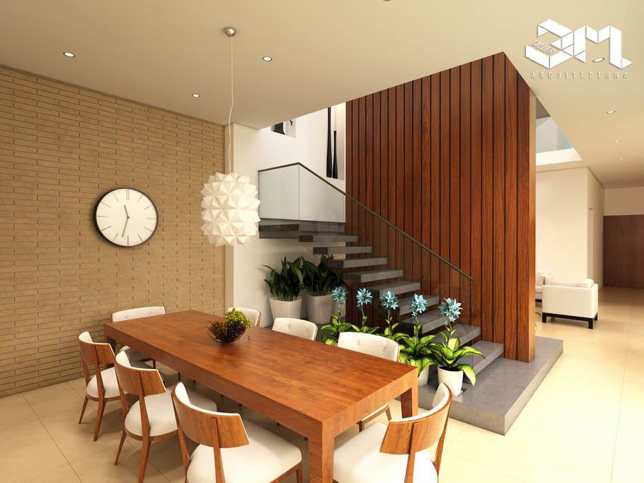 Proyecto unidade de vivienda (Saldaña - Tolima), Taller 3M Arquitectura & Construcción Taller 3M Arquitectura & Construcción Eclectic style dining room Bricks