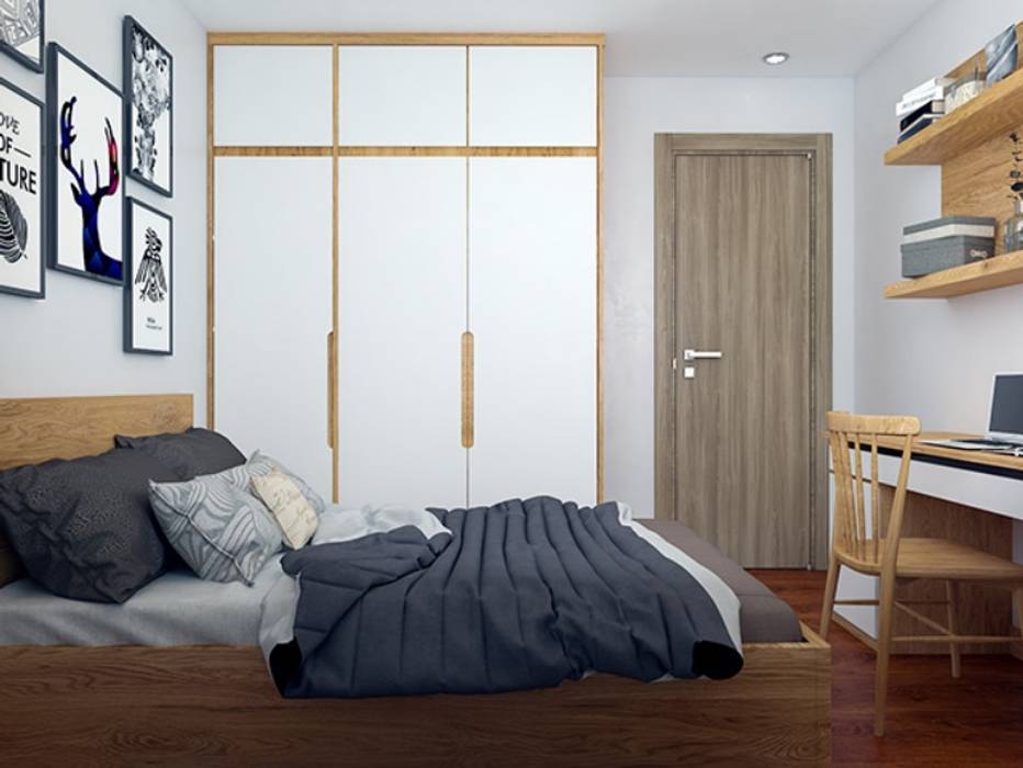 Ảnh thiết kế 3D giường ngủ gỗ sồi nga của bé nhà chị Mai ở CC HD Mon Nội thất Hpro Phòng ngủ phong cách hiện đại giường ngủ sồi nga,gỗ sồi nga là gì,giá gỗ sồi nga,nội thất gỗ sồi nga,