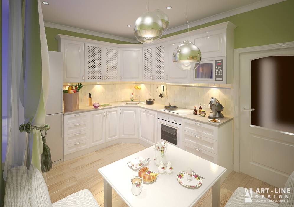 Двухкомнатная квартира в стиле легкая классика, Art-line Design Art-line Design ห้องครัว