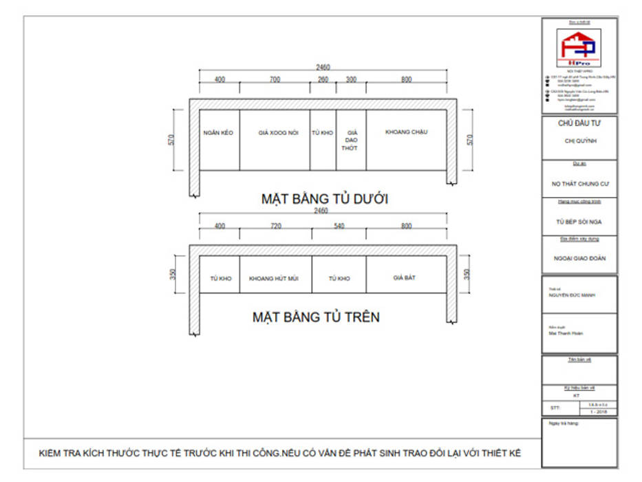 Bản vẽ chi tiết tủ bếp gỗ sồi nga kết hợp MDF sơn trắng nhà chị Quỳnh ở Ngoại Giao Đoàn - Mặt bằng Nội thất Hpro Nhà bếp phong cách hiện đại tủ bếp mdf lõi xanh,tủ bếp gỗ sồi nga,tủ bếp sồi nga,giá gỗ sồi nga,