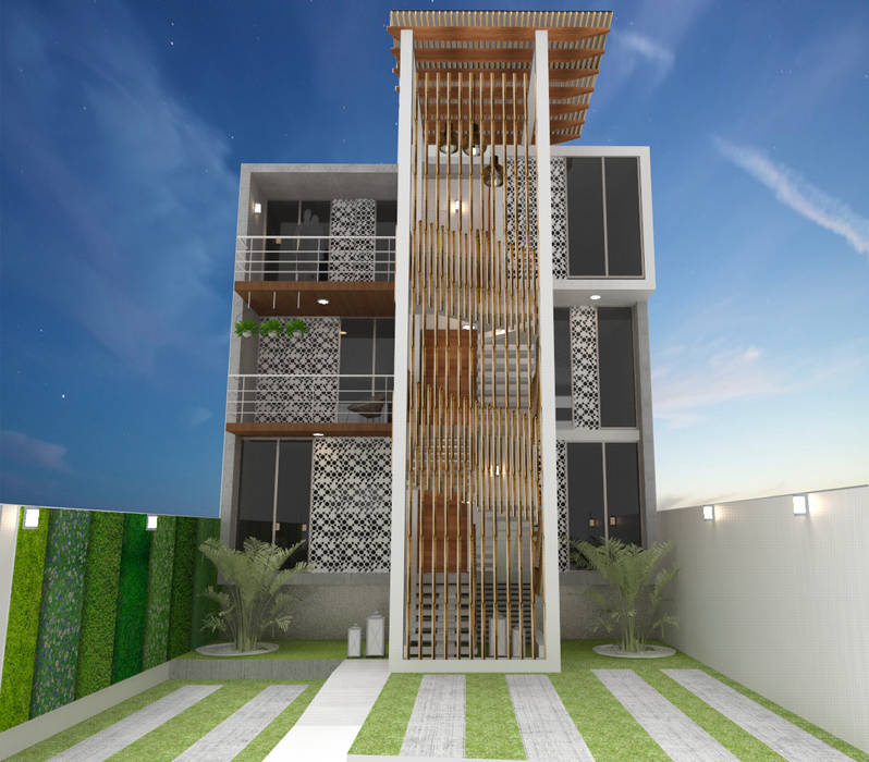 Condominio Acapulco, EH ARQUITECTOS EH ARQUITECTOS منازل التراس أسمنت