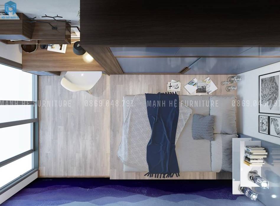 thiết kế nội thất chung cư Công ty Cổ Phần Nội Thất Mạnh Hệ Phòng ngủ phong cách hiện đại Ván ép