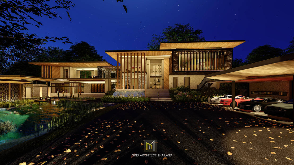 Modern Tropical , GRID ARCHITECT THAILAND GRID ARCHITECT THAILAND Casas de estilo tropical