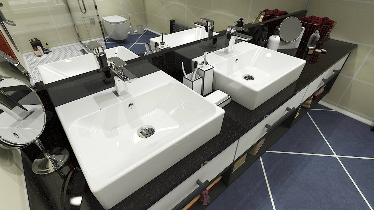 Sarıyer Çatı Katı - Banyo, İndeko İç Mimari ve Tasarım İndeko İç Mimari ve Tasarım Modern bathroom Sinks