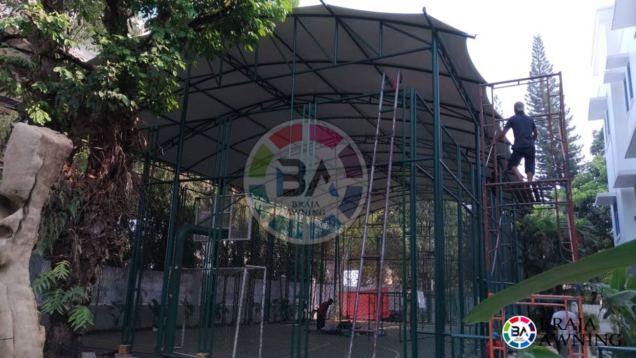 Tenda Membrane Lapangan Futsal Jakarta Braja Awning & Canopy Roof terrace Rubber