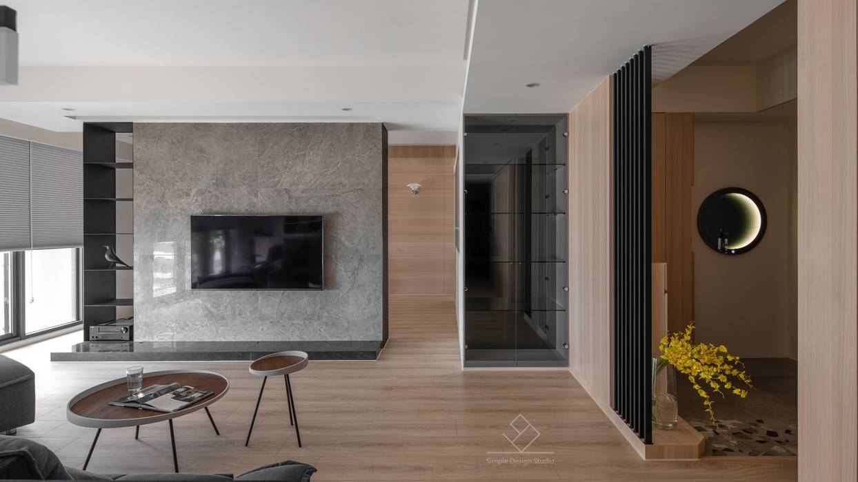 客廳 極簡室內設計 Simple Design Studio 现代客厅設計點子、靈感 & 圖片 雙動線,客廳