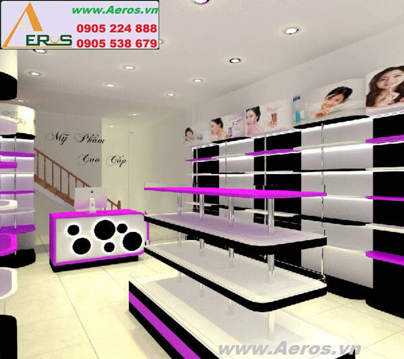 Thiet ke shop my pham Moon - Vung tau, xuongmocso1 xuongmocso1 Commercial spaces Offices & stores