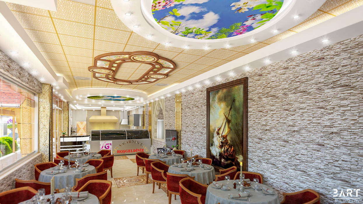 ​Asya Garden Restaurant 3d 3 Art Studio Klasik Yemek Odası