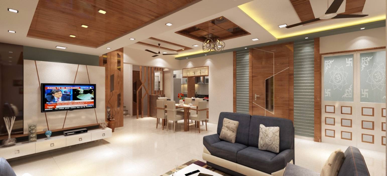 Sudhir Zaware's Residence interior, Square 4 Design & Build Square 4 Design & Build Dach