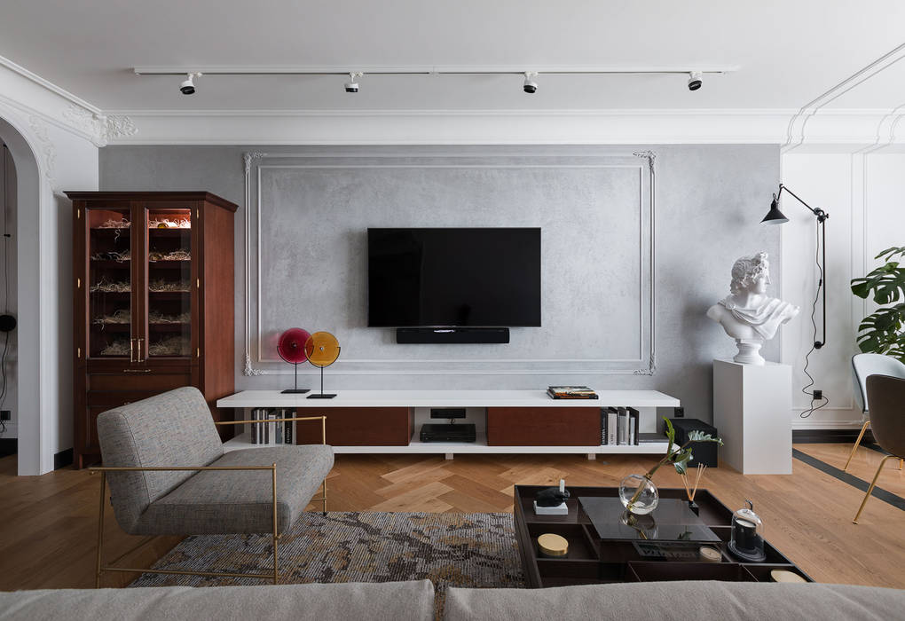Neoclassical Virility , V.Concept studio V.Concept studio Ausgefallene Wohnzimmer Beton Grau