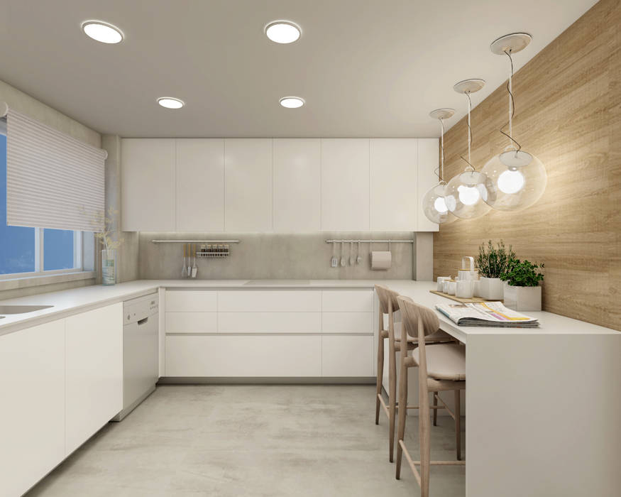 Projeto 3D - Cozinha homify Cozinhas embutidas renovação de cozinha,remodelação cozinha,projeto cozinha