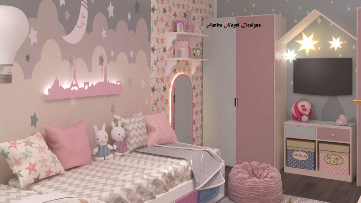 تصميم غرفة نوم , AmiraNayelDesigns AmiraNayelDesigns 女の子部屋